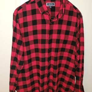 Club Room casual button up Red/Black plaid